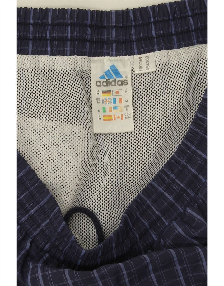Adidas Herren-Badeshorts, mittelgroß, marineblau, kariert, Polyamid
