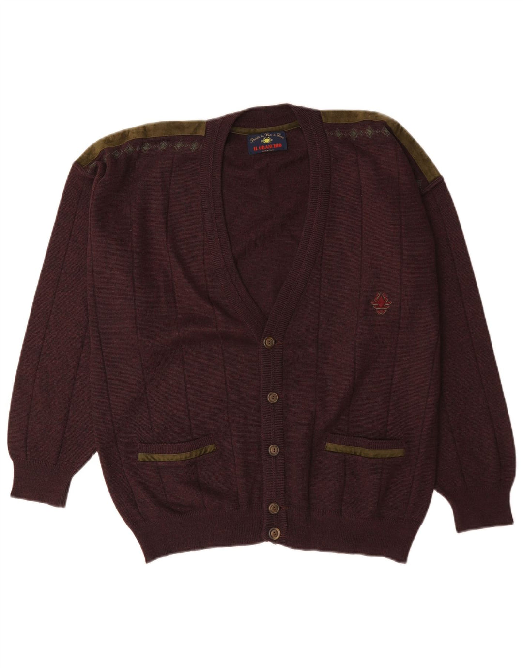 Il Granchio Herren-Strickjacke XL aus brauner Wolle