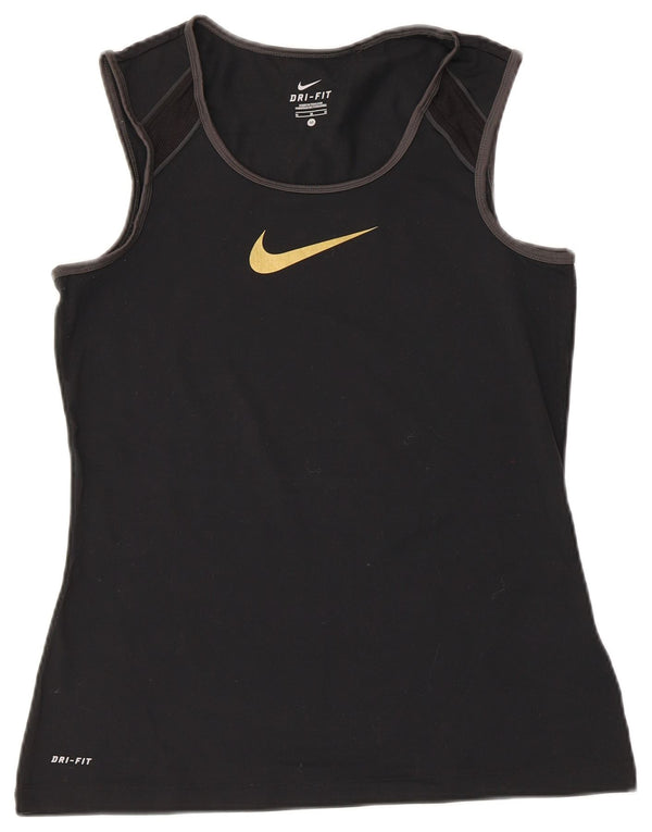 Nike Damen Dri Fit Graphic Vest Top UK 12 Mittelschwarzes Nylon