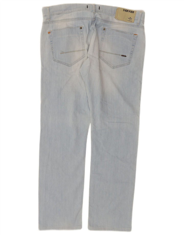 Dekker Damen Distressed Straight Jeans W36 L29 Blaue Baumwolle