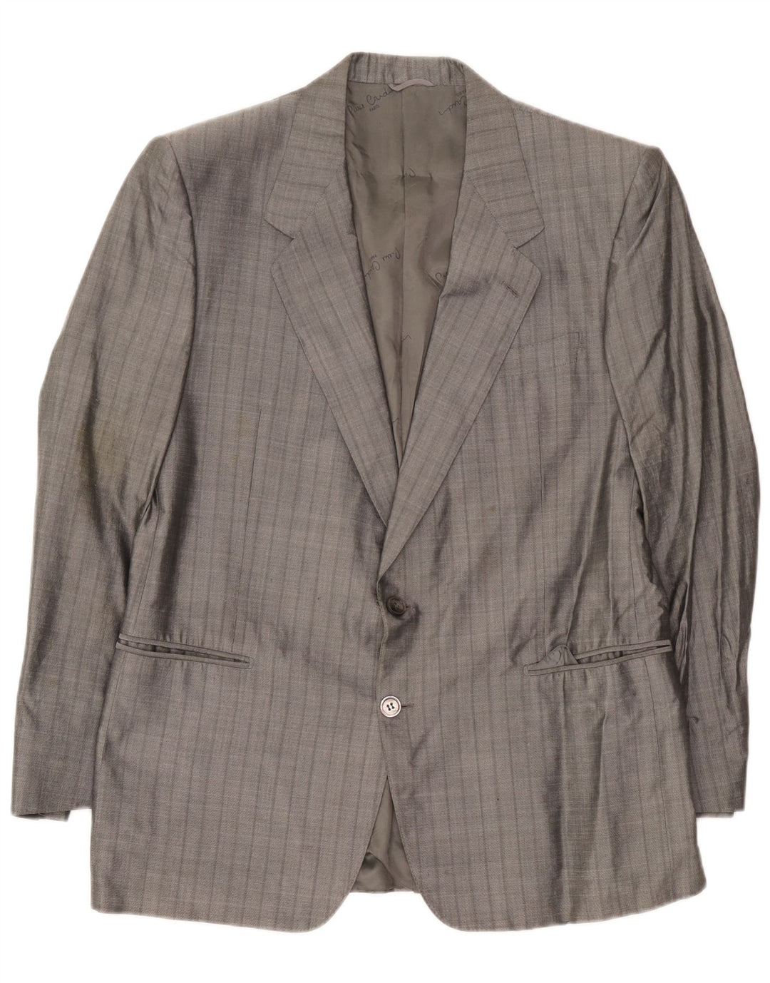 Pierre Cardin Herren-Blazer mit 2 Knöpfen, UK 38, mittelgrau, gestreift, Seide