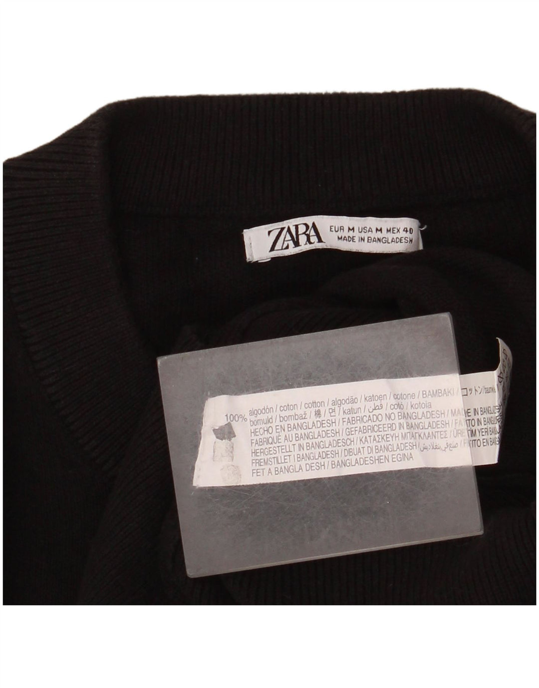Zara Herren-Pullover mit Rundhalsausschnitt, mittlere schwarze Baumwolle