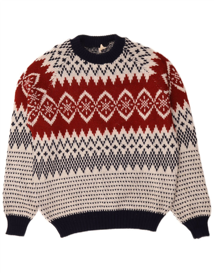 Vintage Herren Pullover mit Rundhalsausschnitt, groß, mehrfarbig, Fair Isle