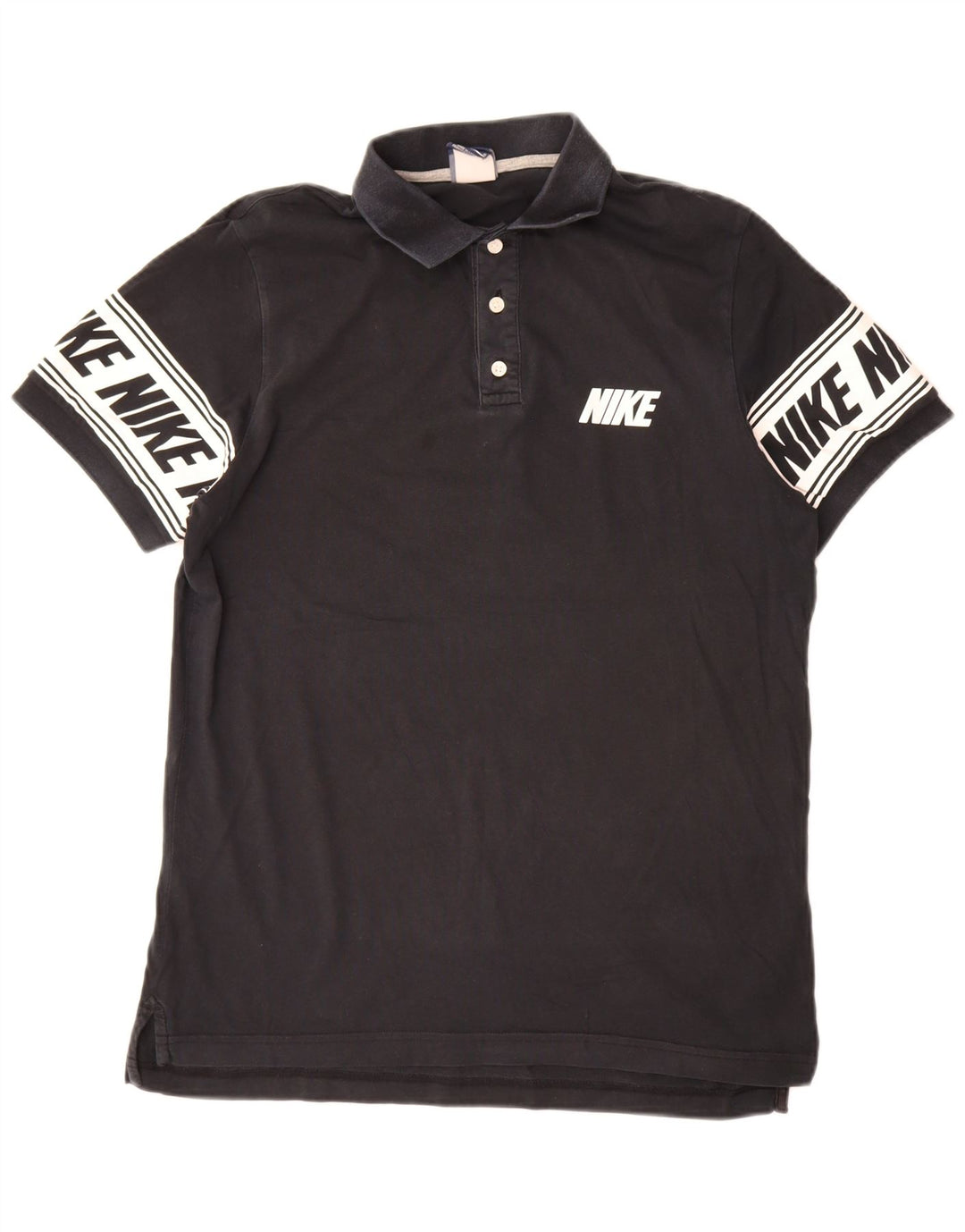 Nike Herren-Poloshirt mit Grafik, groß, schwarze Farbblock-Baumwolle