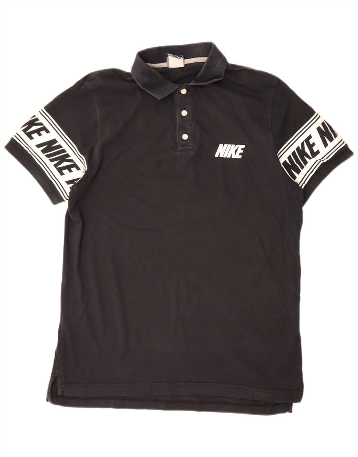 Nike Herren-Poloshirt mit Grafik, groß, schwarze Farbblock-Baumwolle
