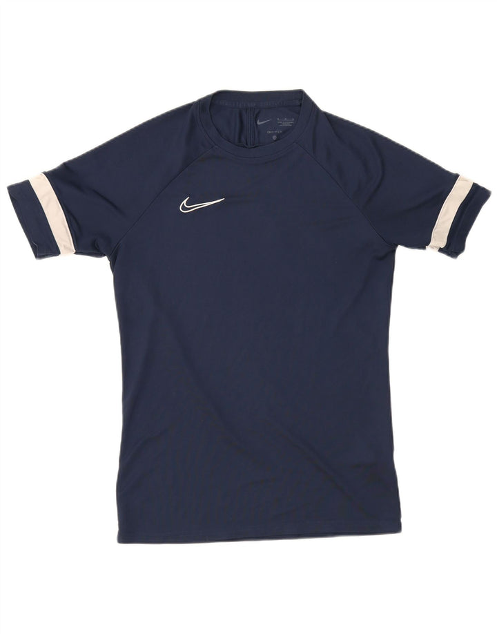 Nike Herren Dri Fit T-Shirt-Oberteil Mittelgroßes marineblaues Farbblock-Polyester