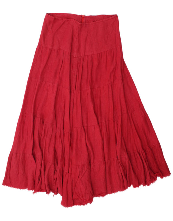 Jigsaw Womens Maxi Flared Rock UK 10 Small W32 Rotes Leinen