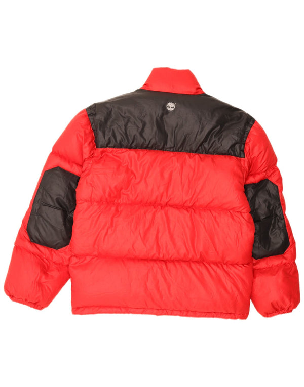 Timberland Mens Loose Fit Padded Jacket UK 38 Medium Red Colourblock