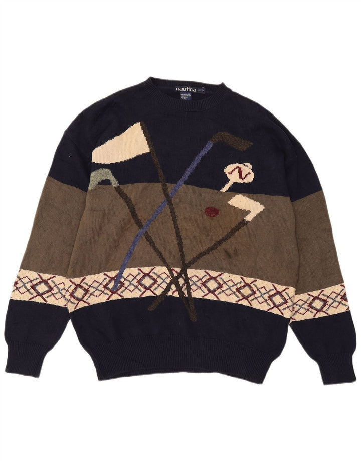 Nautica Herren-Golf-Pullover mit Rundhalsausschnitt, groß, mehrfarbig, Farbblock