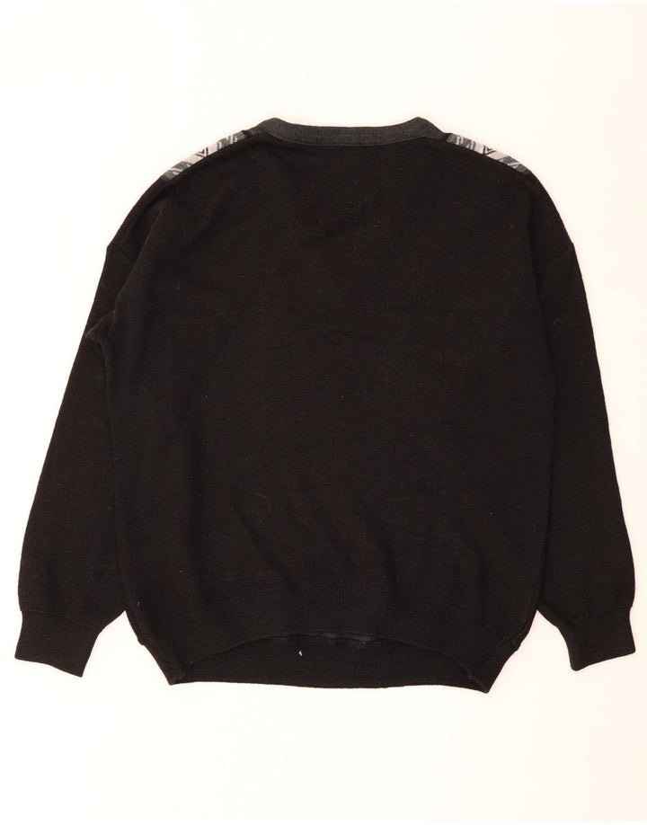 Farah Herren-Pullover mit V-Ausschnitt, Mittelschwarz, Farbblock-Acryl