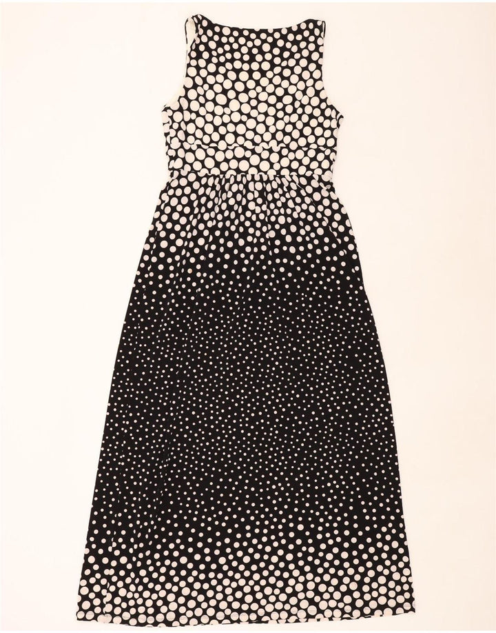 CHAPS Ärmelloses Damen-Maxikleid, UK-Größe 44, groß, schwarz gepunktetes Polyester