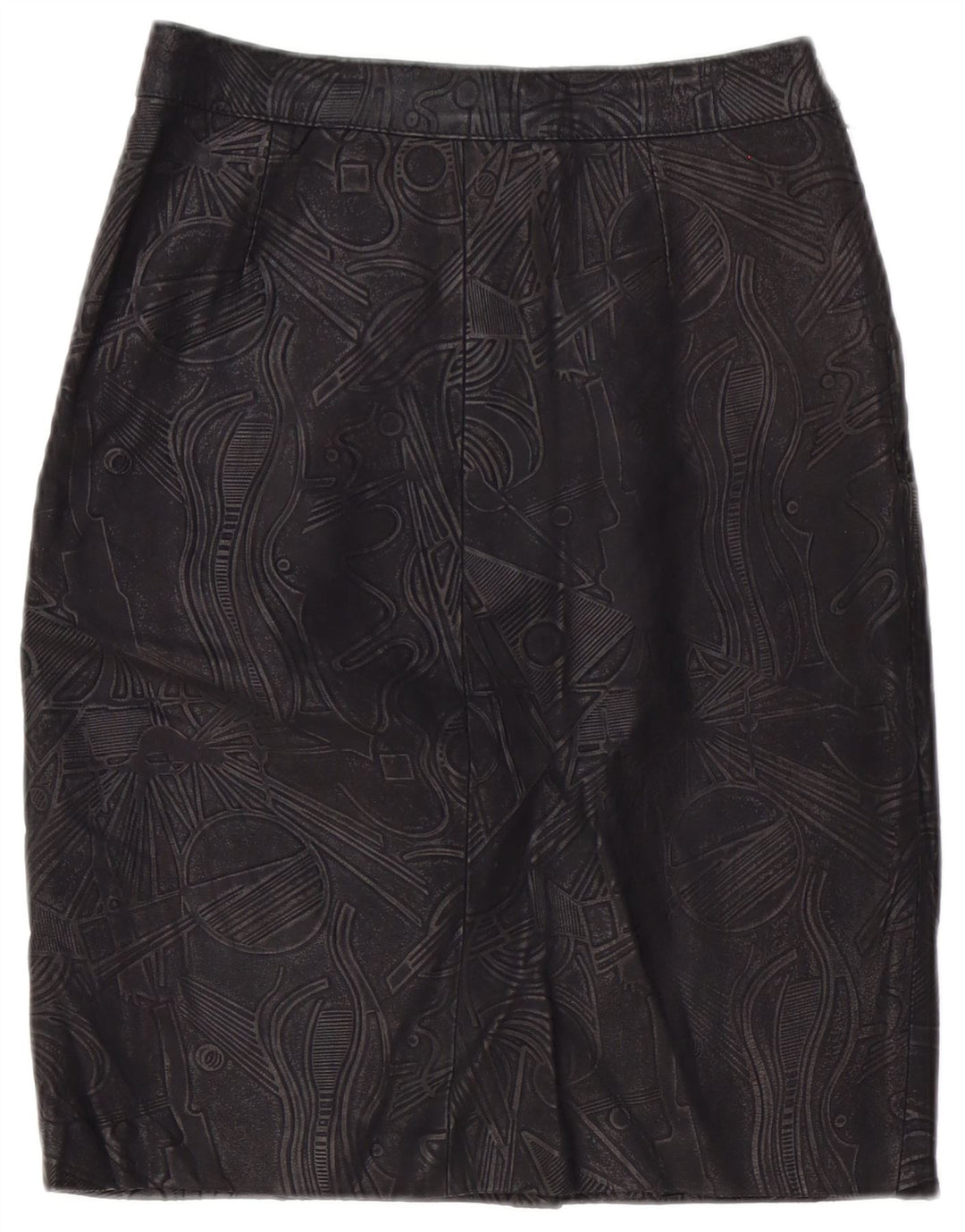 Vintage Damen Lederrock W26 Klein Schwarz Geometrisch