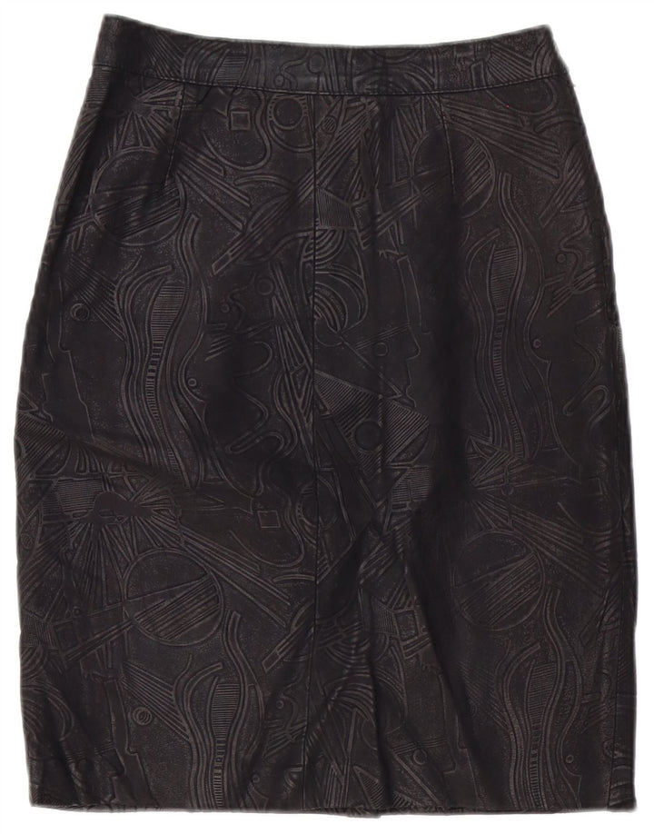 Vintage Damen Lederrock W26 Klein Schwarz Geometrisch