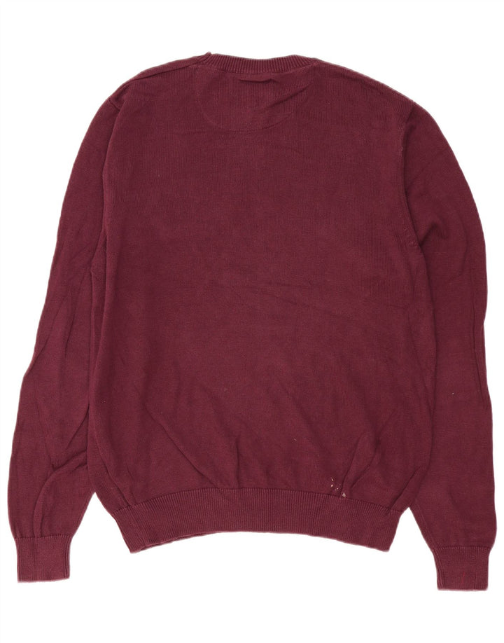 Marks & Spencer Herren-Pullover mit Rundhalsausschnitt, mittlerer burgunderroter Baumwolle
