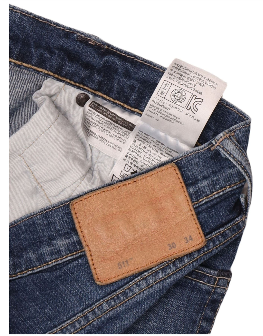 Levi's Damen 511 Slim Jeans W30 L32 Blaue Baumwolle