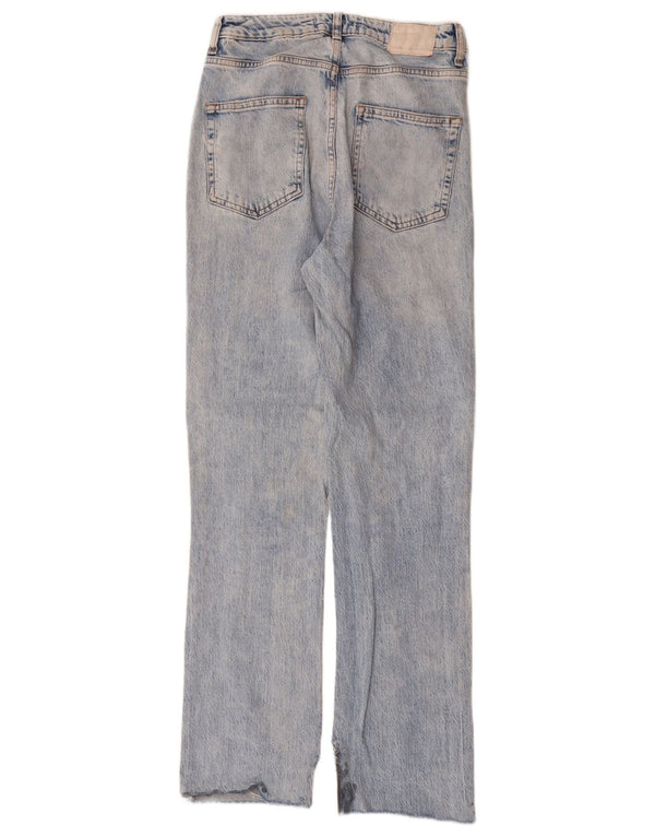 Zara Damen Distressed Straight Jeans EU 38 Small W28 L29 Blaue Baumwolle