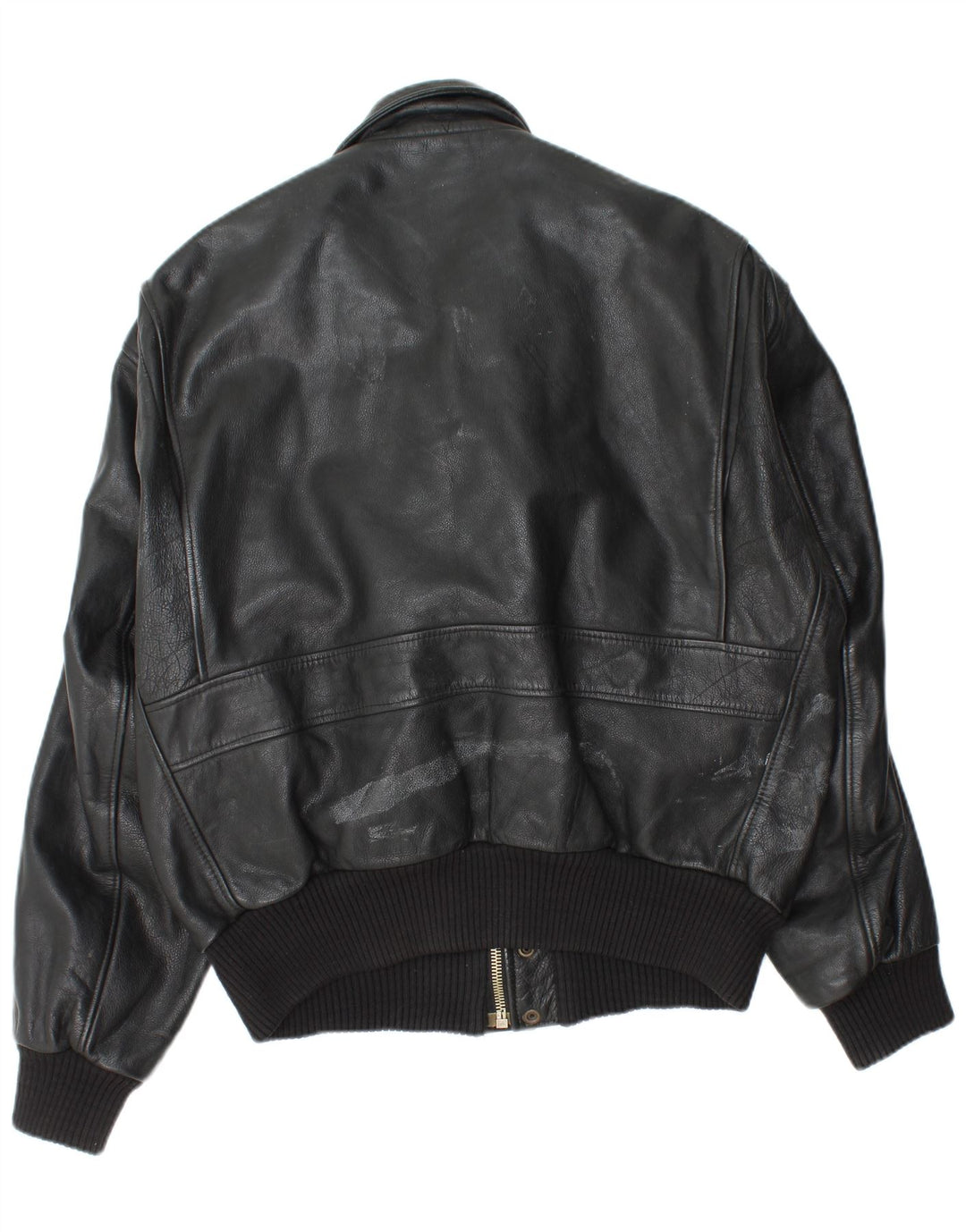 Vintage Herren Militärlederjacke IT 52 XL Schwarzes Leder