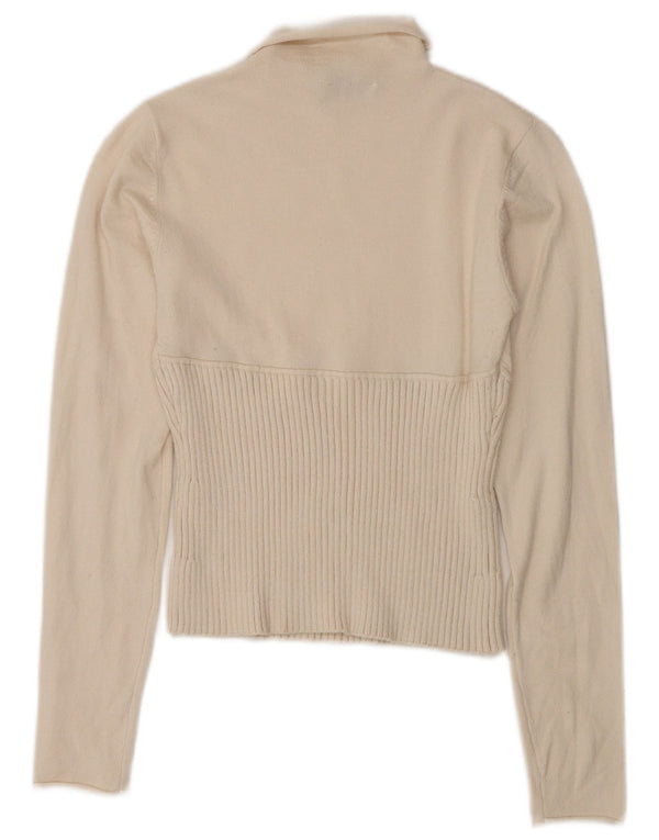 Zara Damen Crop Rollkragenpullover Pullover UK 12 Mittelbeige Viskose