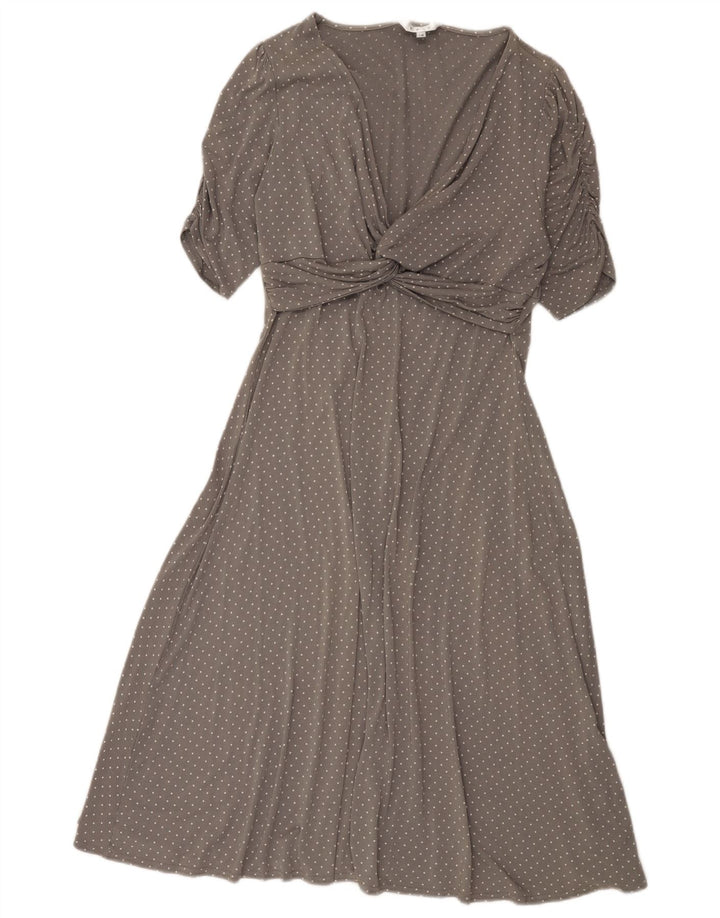 East Damen A-Linien-Kleid UK 14 Mittelgrau gefleckte Viskose
