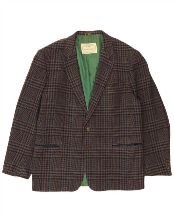 Brooksfield Herren-Blazer mit 2 Knöpfen, IT 52 XL, braun karierte Wolle