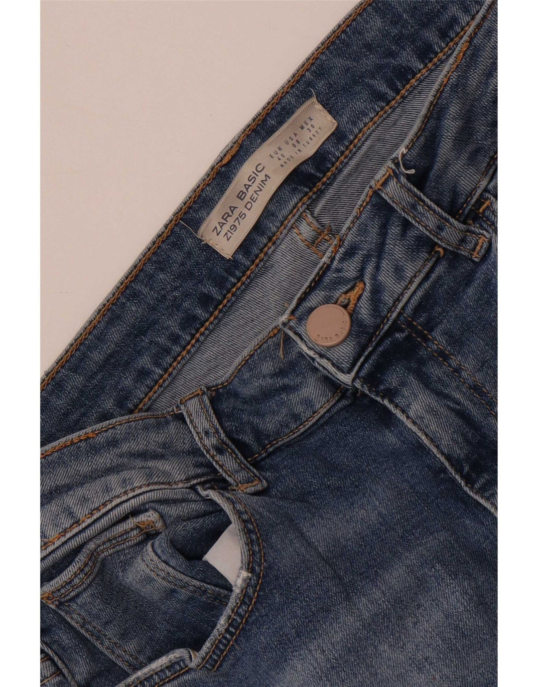 Zara Damen Distressed Skinny Jeans EU 40 Medium W30 L27 Blau