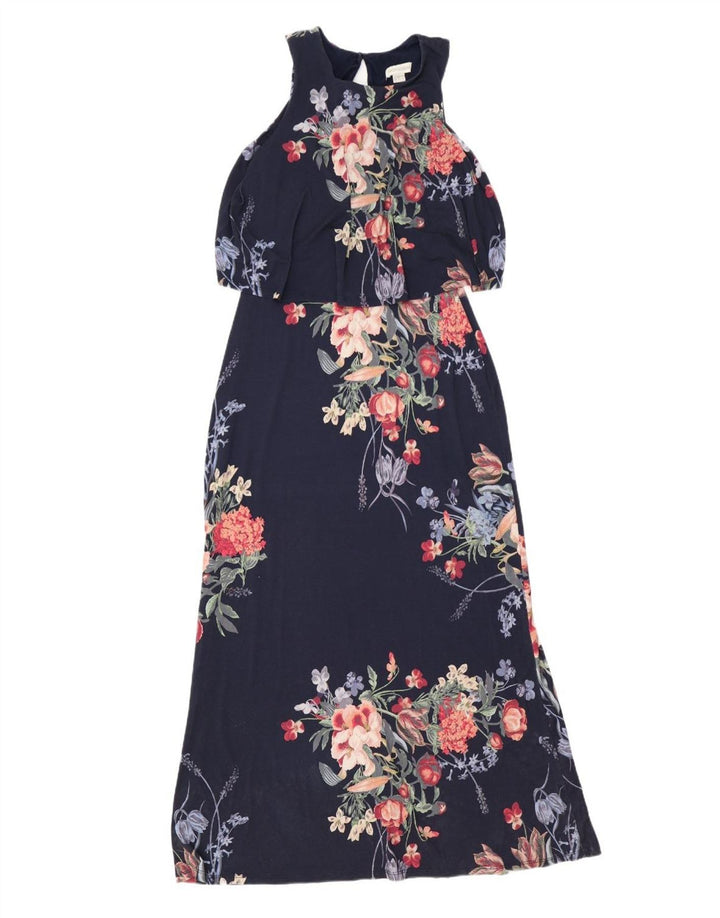Schulterfreies Maxikleid für Damen von Monsoon, Größe M, Marineblau, geblümt, UK 12