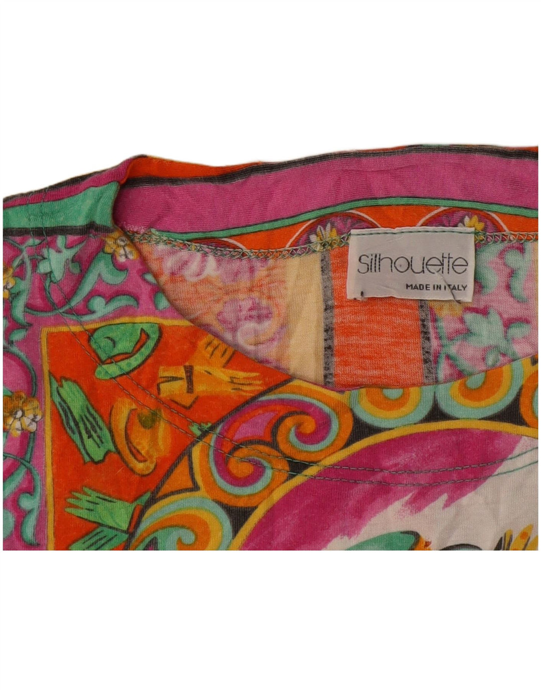 Silhouette Damen Grafik-T-Shirt-Oberteil UK 16 Großes mehrfarbiges Patchwork