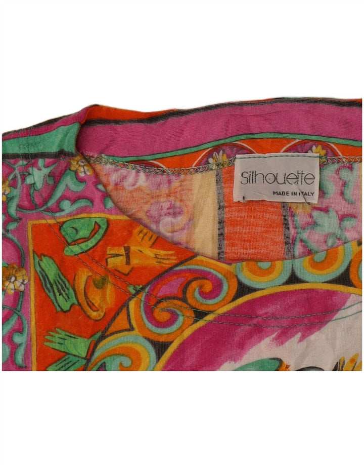 Silhouette Damen Grafik-T-Shirt-Oberteil UK 16 Großes mehrfarbiges Patchwork