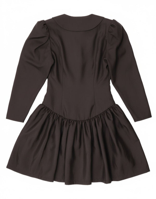 Vintage-Damenkleid mit langen Ärmeln und tiefer Taille, Gr. 10, Größe S, Schwarz