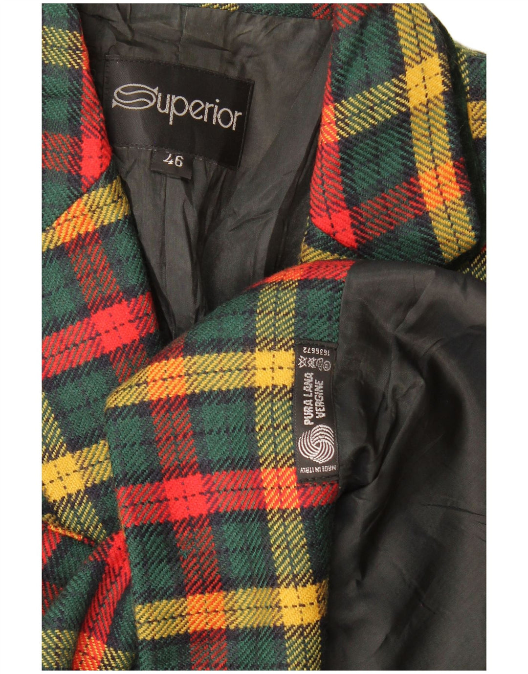 Superior Damen-Blazer mit 3 Knöpfen, IT 46, groß, grün kariert, Schurwolle