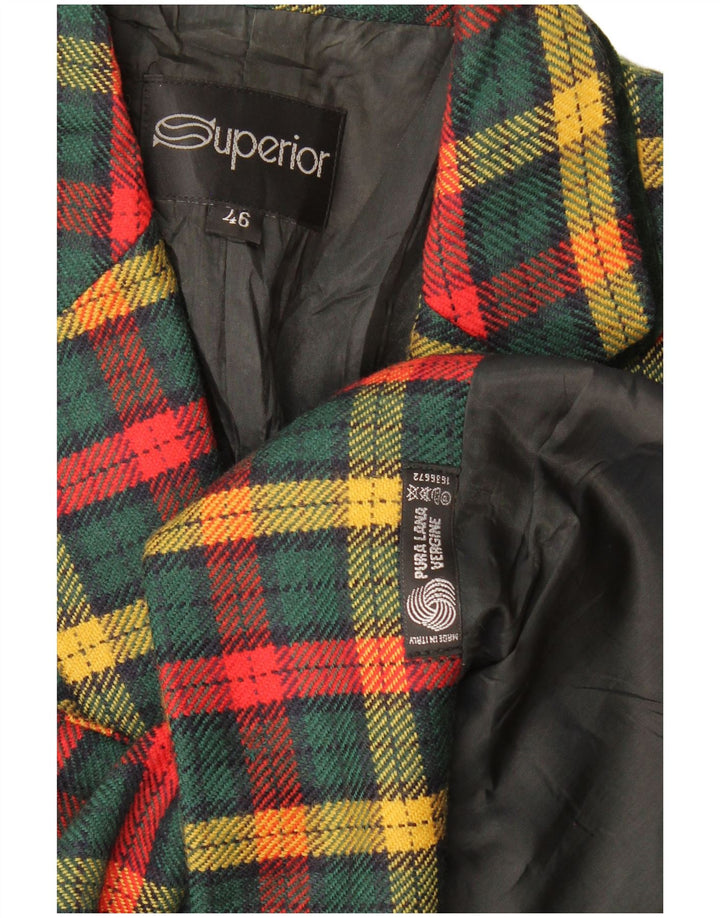 Superior Damen-Blazer mit 3 Knöpfen, IT 46, groß, grün kariert, Schurwolle
