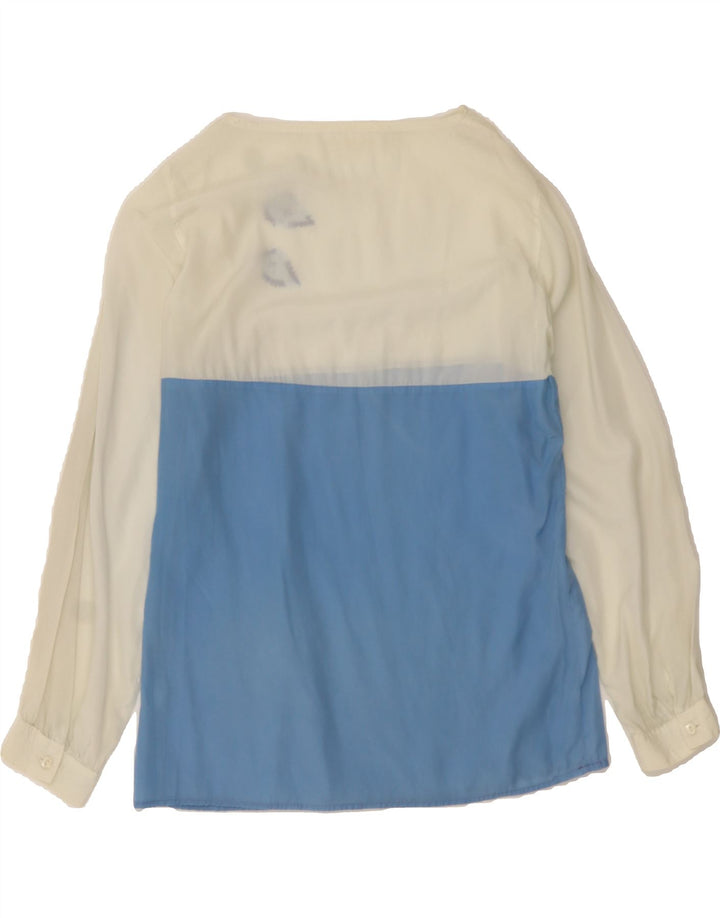 VINTAGE Womens Blouse Top UK 14 Medium Blue Colourblock Vintage Vintage and Second-Hand Vintage from Messina Hembry 