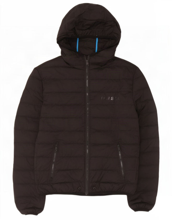 Diesel Herren-Kapuzenjacke, gepolstert, UK 42, XL, Schwarz, Polyester