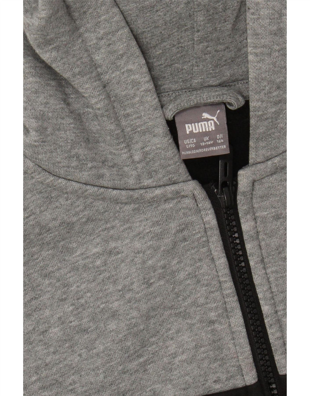PUMA Jungen-Kapuzenpullover mit Reißverschluss, 13–14 Jahre, Grau, Farbblock