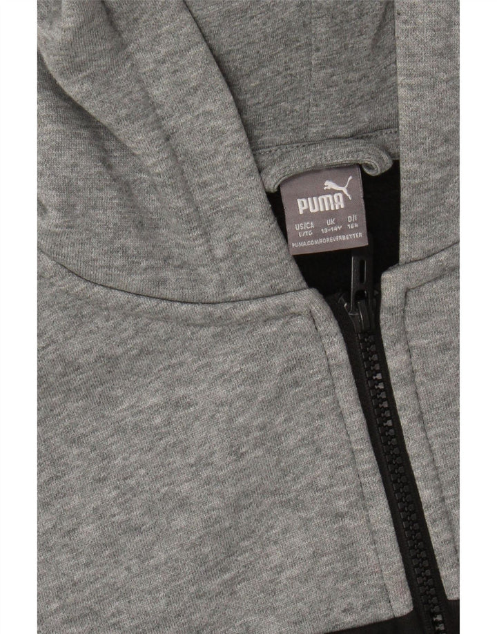 PUMA Jungen-Kapuzenpullover mit Reißverschluss, 13–14 Jahre, Grau, Farbblock