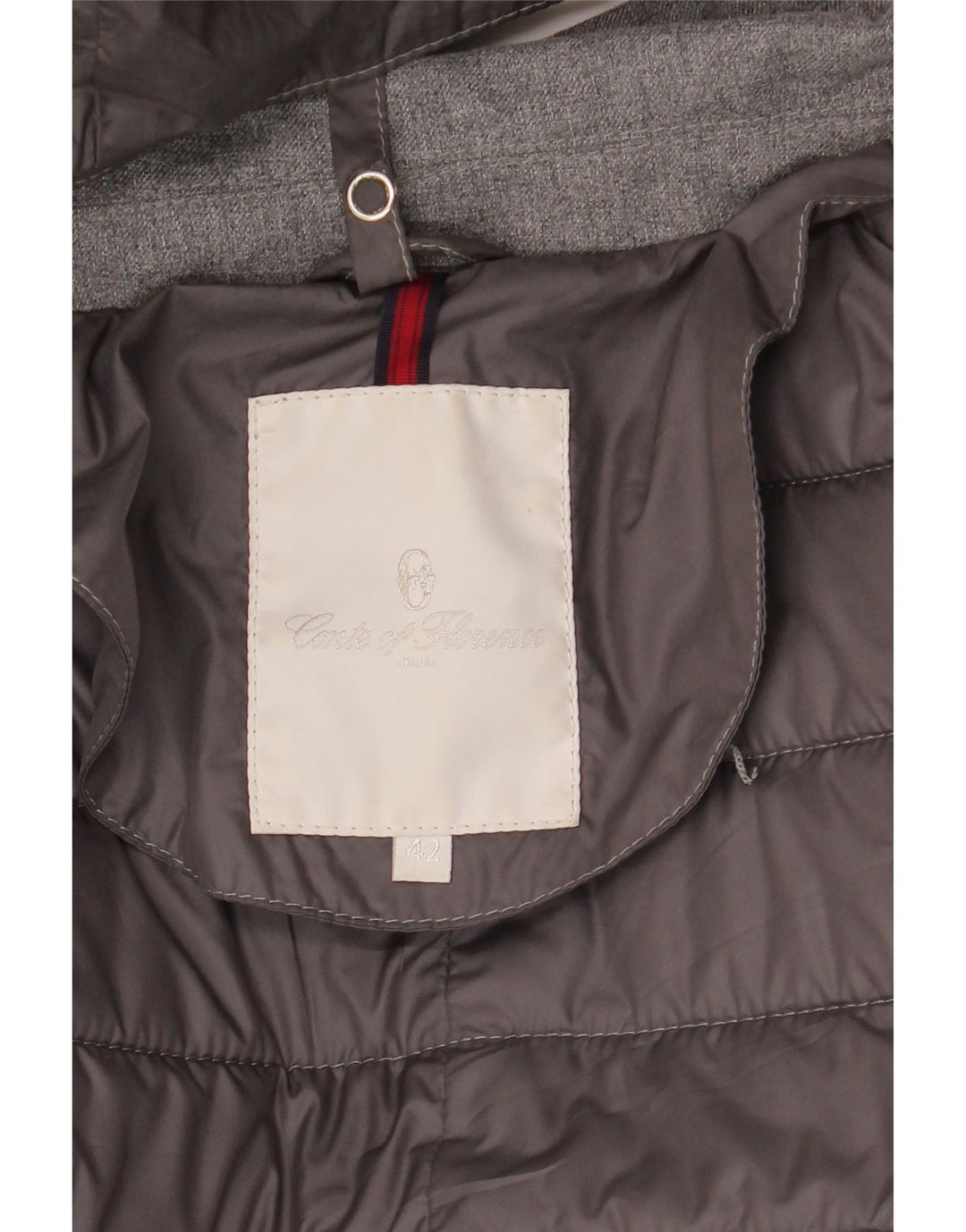 Conte of Florence Damen-Blazer mit Kapuze, wattierte Jacke, IT 42, Mittelgrau