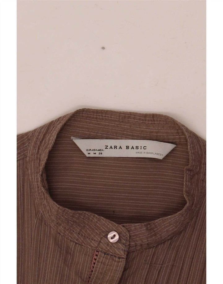 Zara Damen Smokinghemd UK 12 Mittelbraun gestreift