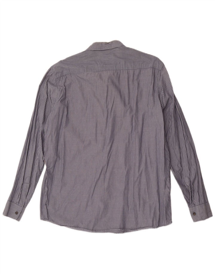 Wrangler Herrenhemd, groß, marineblau, Nadelstreifen-Baumwolle