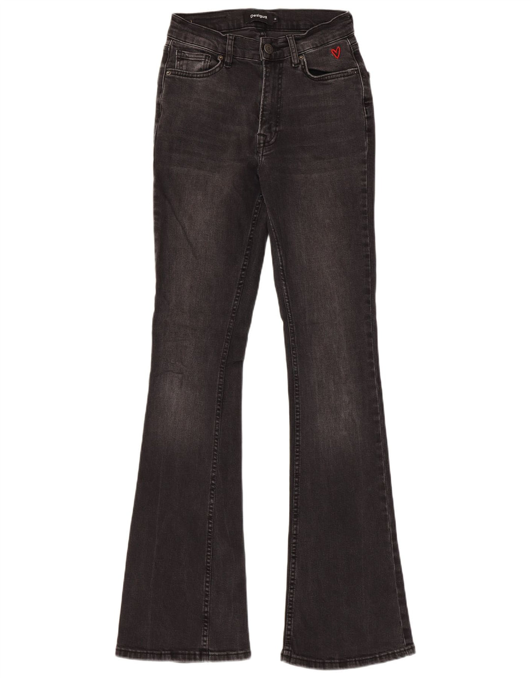 Desigual Damen Slim Flared Jeans EU 36 Small W26 L33 Schwarze Baumwolle