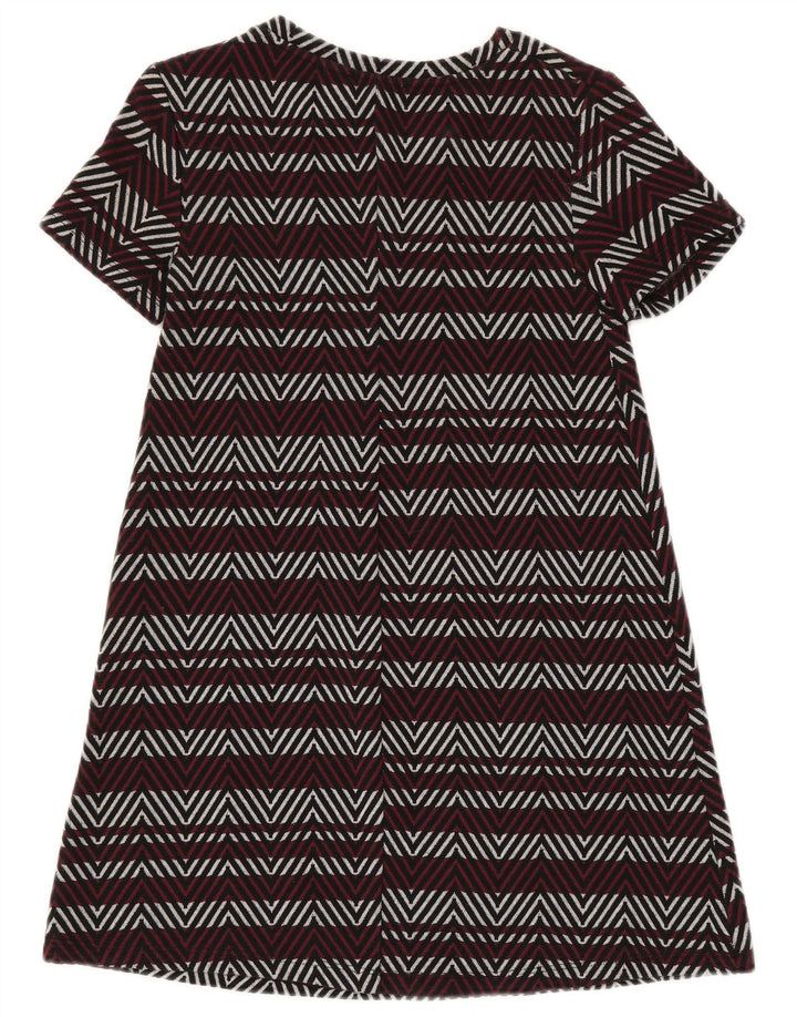 Zara Damen Trafaluc Basic Kleid UK 8 Small Burgundy Chevron Polyester