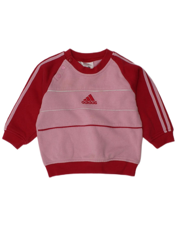 Adidas Baby-Mädchen-Sweatshirt mit Grafik, 9–12 Monate, rosa, Farbblock