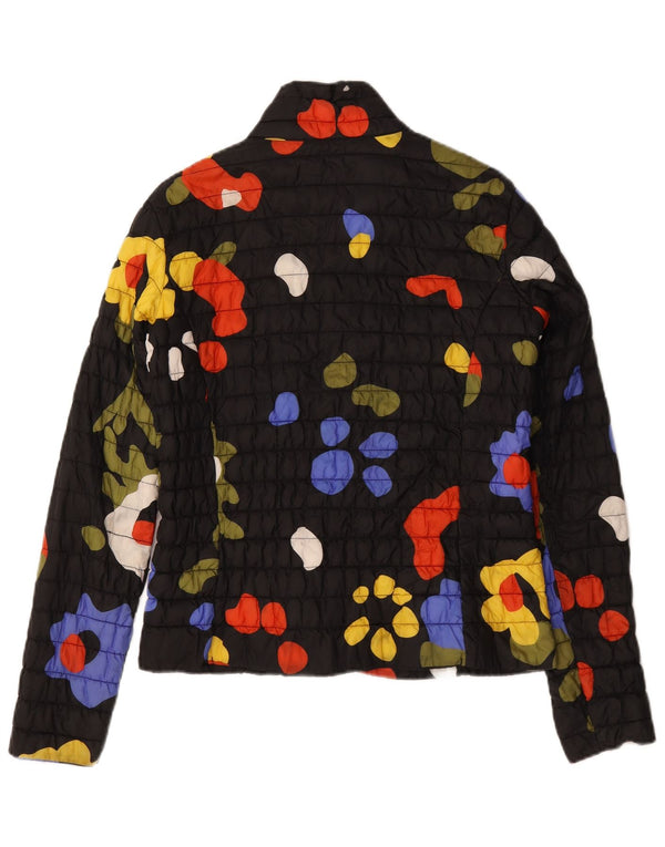 K-Way Damen Steppjacke UK 14 Large Schwarz geblümt