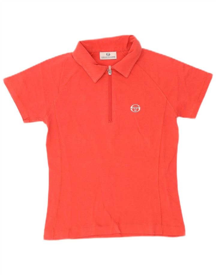 Sergio Tacchini Damen Poloshirt UK 12 Mittelrote Baumwolle