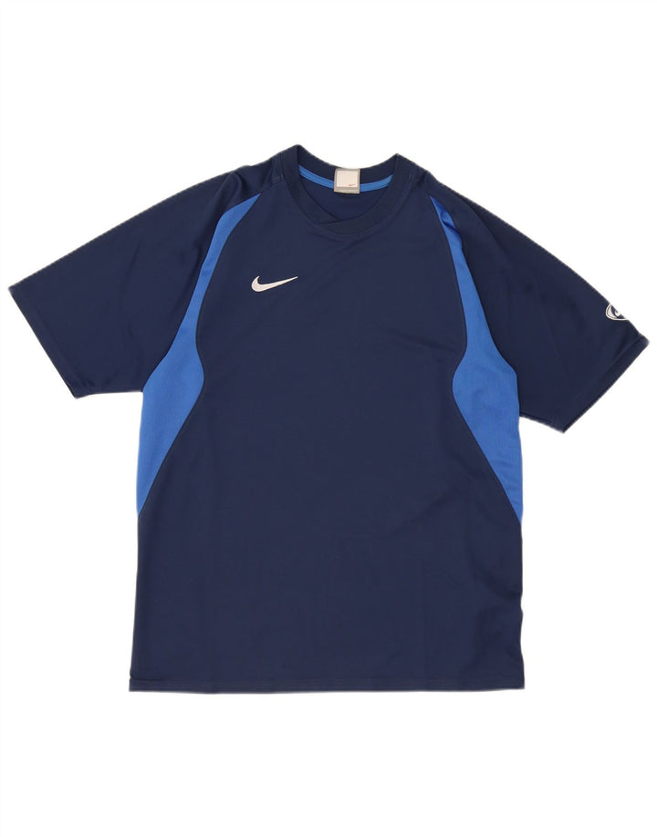 NIKE Herren T-Shirt Top UK 39/41 Medium Marineblau Colourblock Polyester