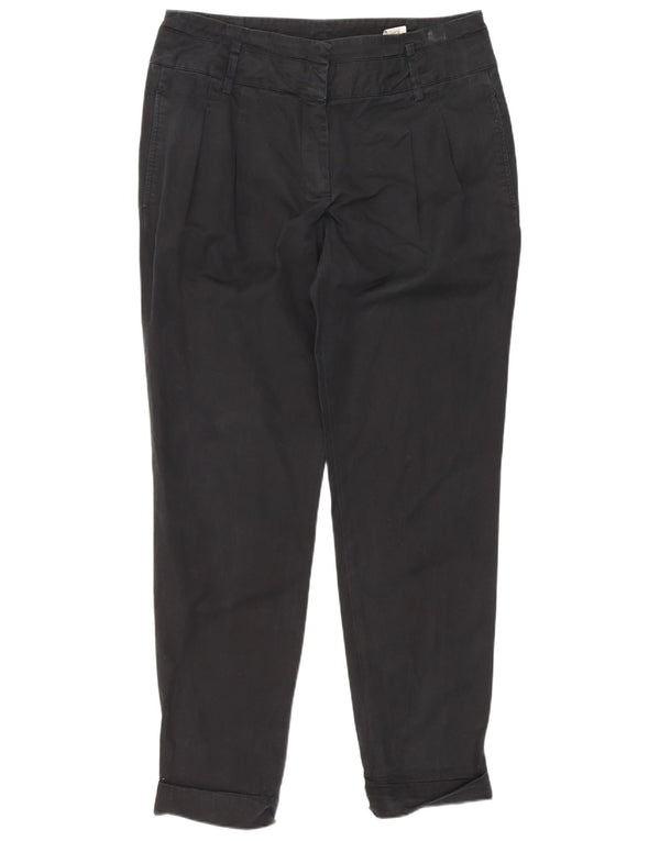 Zara Damen Tapered Chino-Hose, Größe M, W28, L27, Schwarz, Baumwolle