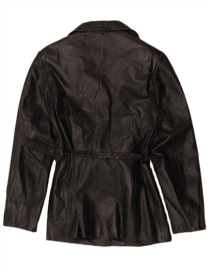 Conbipel Damen-Blazerjacke aus Leder mit 3 Knöpfen, IT 46, großes schwarzes Leder