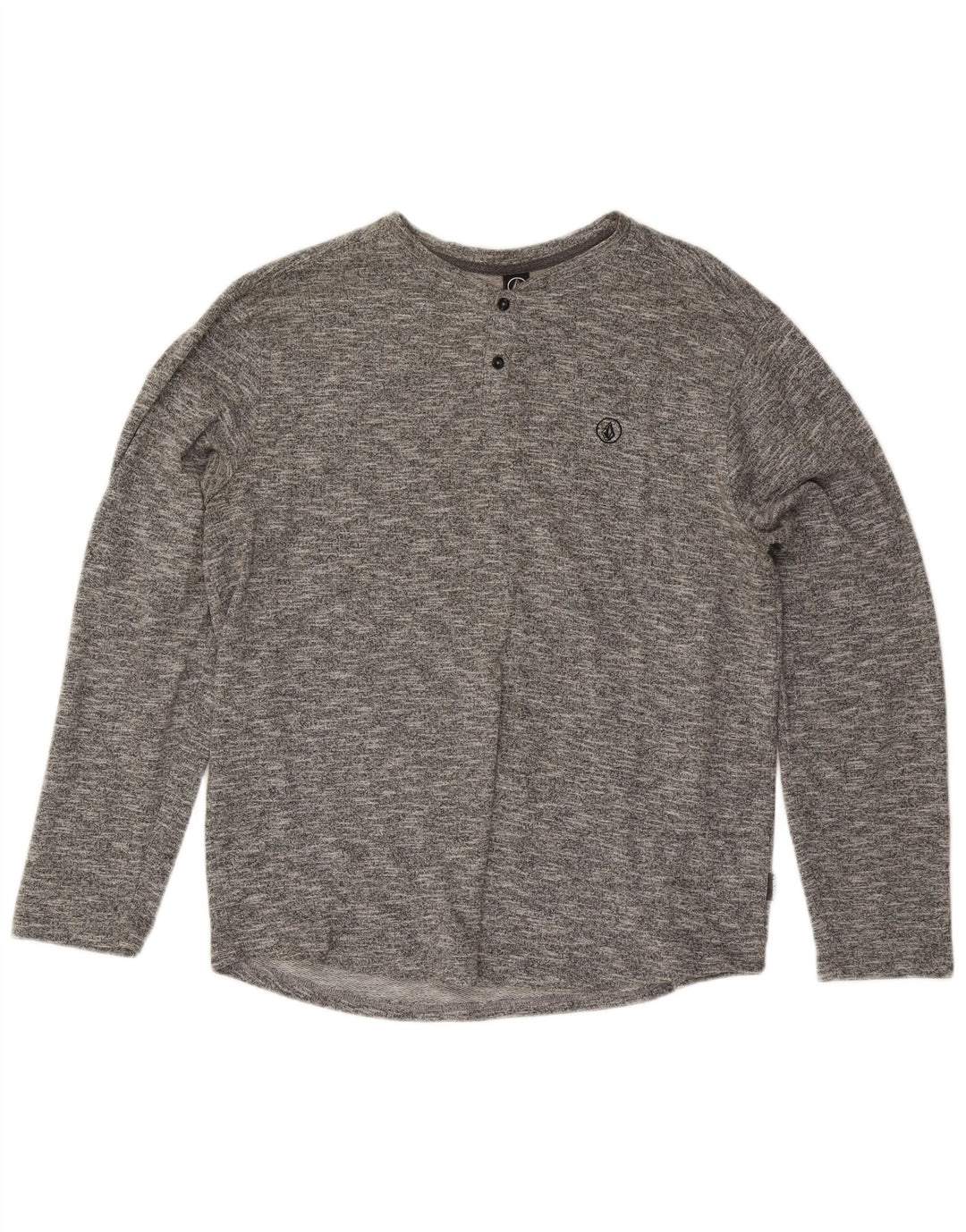 Volcom Herren-Oberteil, langärmelig, XL, grau gefleckte Baumwolle