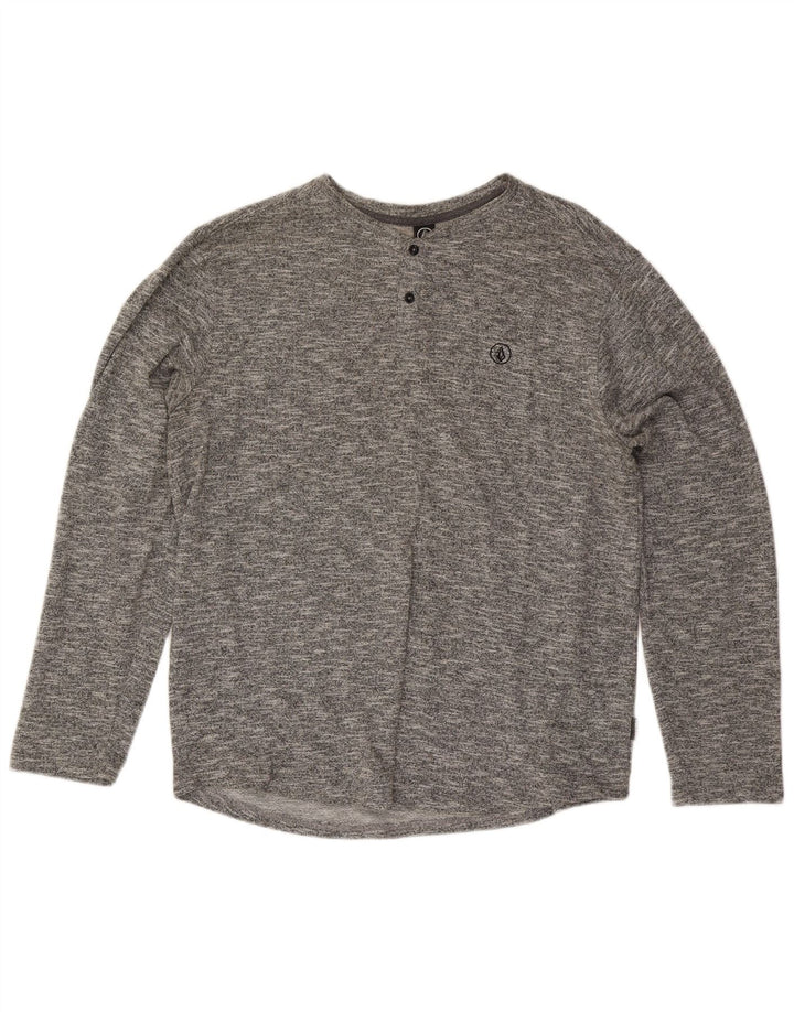 Volcom Herren-Oberteil, langärmelig, XL, grau gefleckte Baumwolle