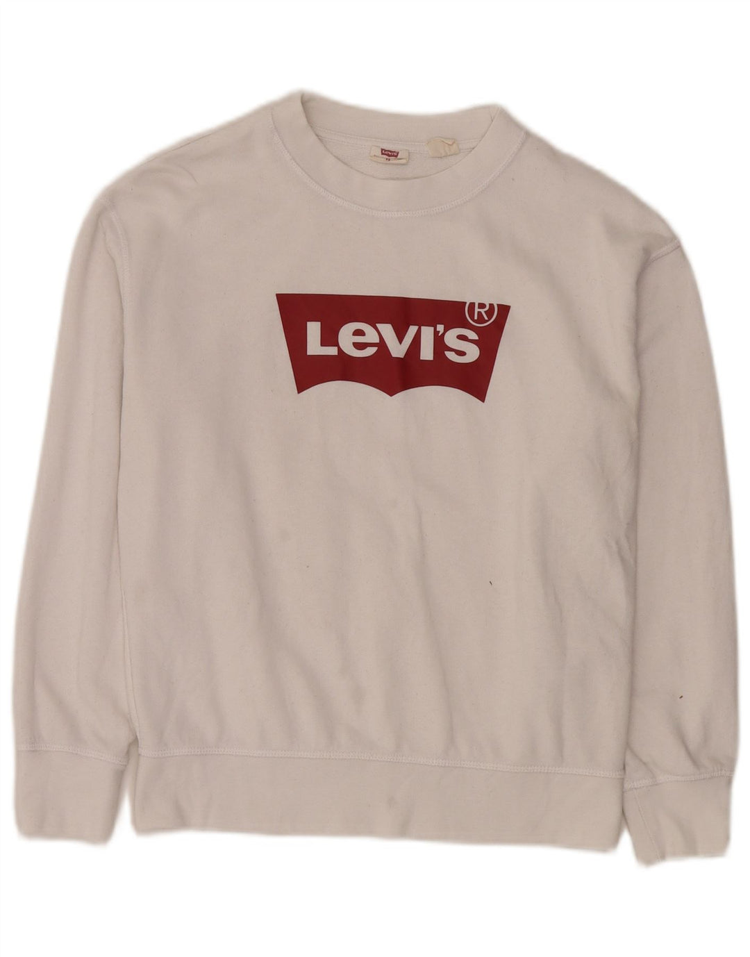 Levi's Damen-Sweatshirt mit Grafik-Übergröße, Größe UK 6, XS, weiße Baumwolle