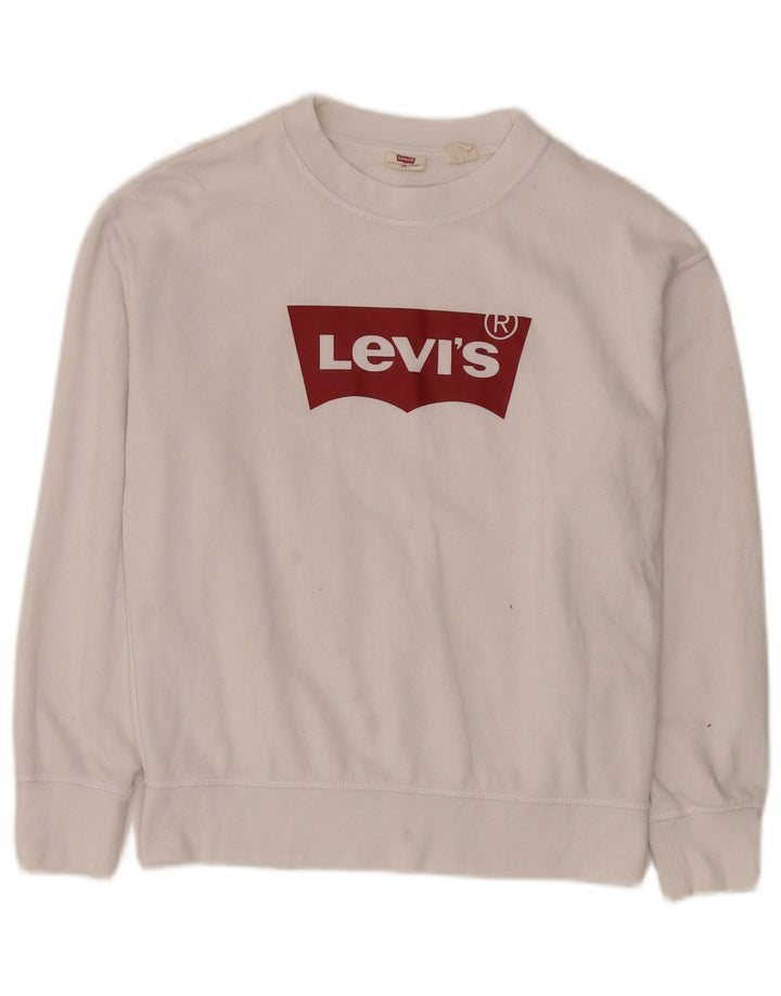 Levi's Damen-Sweatshirt mit Grafik-Übergröße, Größe UK 6, XS, weiße Baumwolle